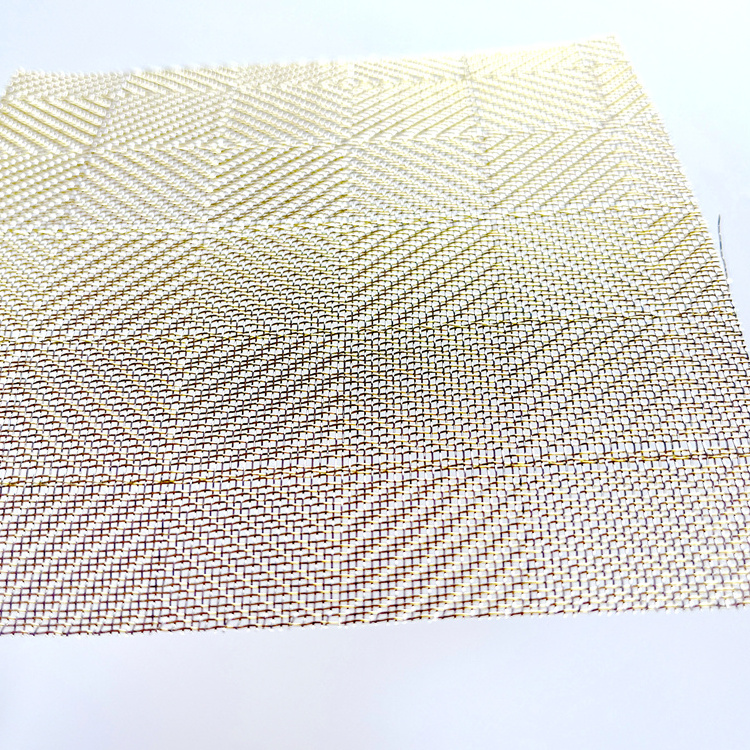 Decorative Woven Metal Mesh Fabrics Brass Glass Wire Mesh