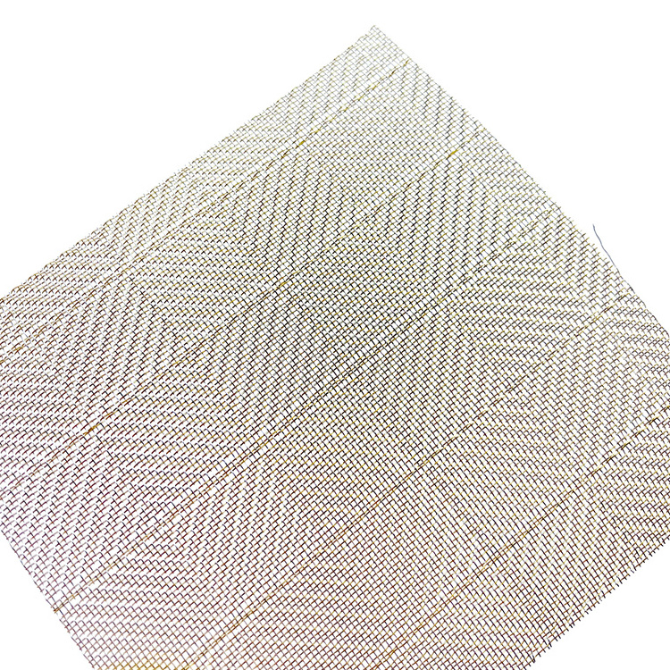 Decorative Woven Metal Mesh Fabrics Brass Glass Wire Mesh