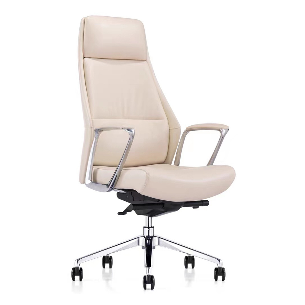 DDS manufacture manager high back swivel executive white genuine real leather arm reclining office chair