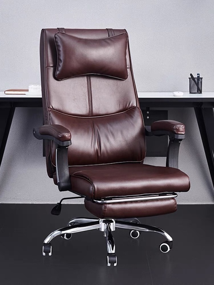 DDS wholesale movable footrest PU leather reclining lumbar support pillow executive red office chairs genuine leather bed