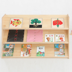 Kids Montessori Wooden Bookshelf Easy Assembly Kid Book Rack Bookcase For Kindergarten Home Books Storage Children Shelves