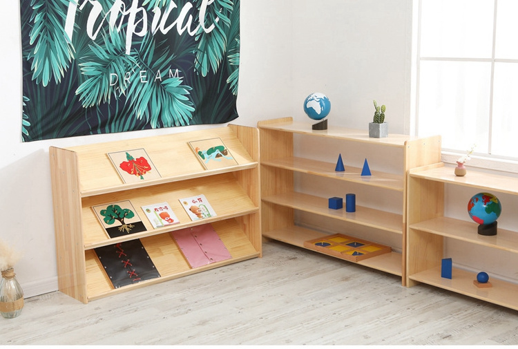 Kids Montessori Wooden Bookshelf Easy Assembly Kid Book Rack Bookcase For Kindergarten Home Books Storage Children Shelves