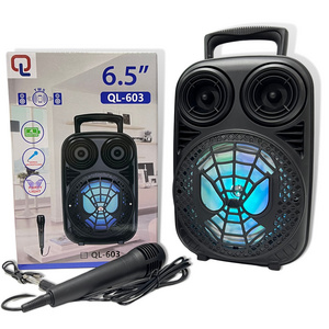 Cheap Price 6.5 inch Outdoor Portable Wireless bt Speaker Stereo Bass LED Colorful Light Karaoke Party Trolley Speaker With Mic