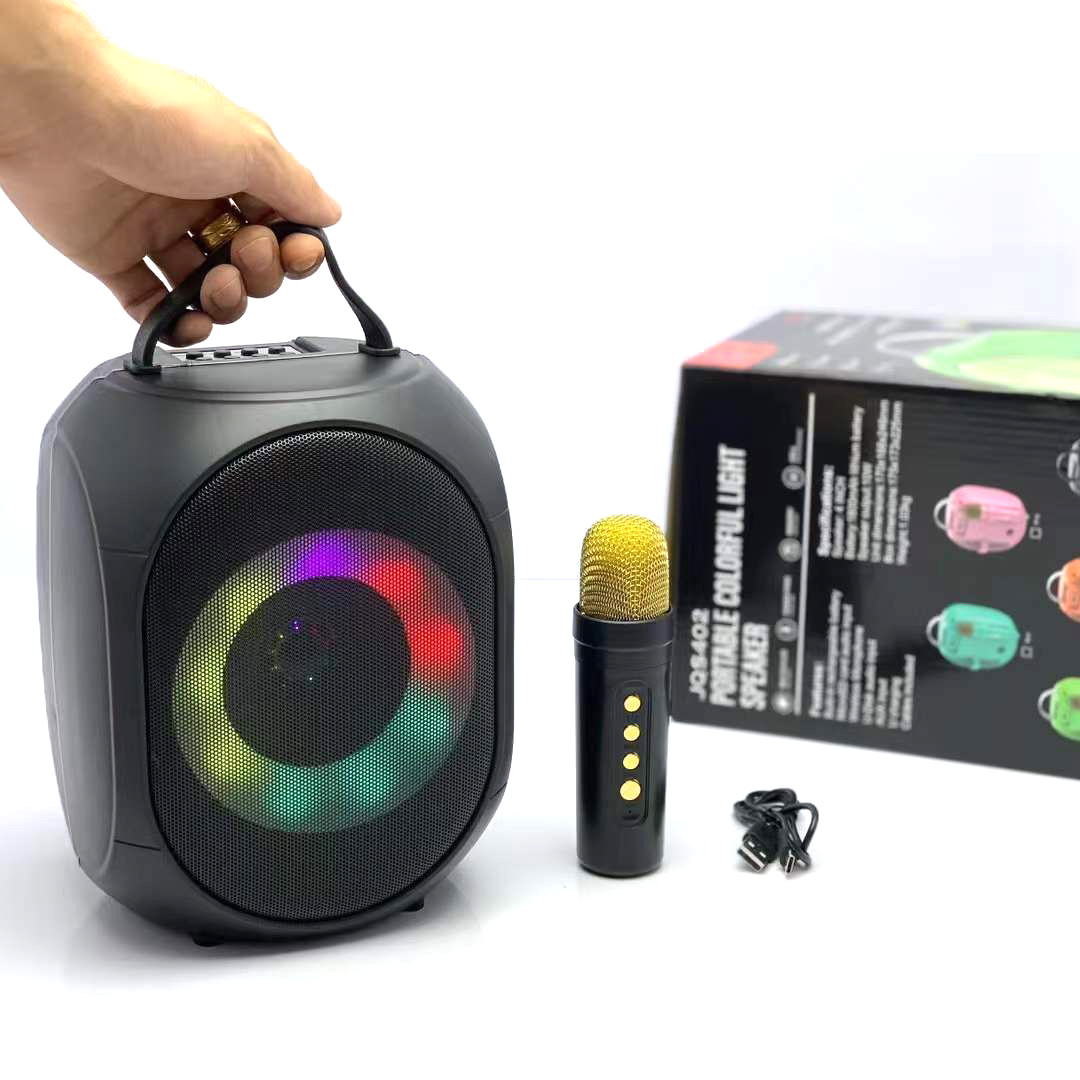 Outdoor Wireless Portable Bluetooth RGB LED Light Karaoke Speaker With Mic Active Home Hifi Party Speaker 4 inch 8 watt 1500mAh