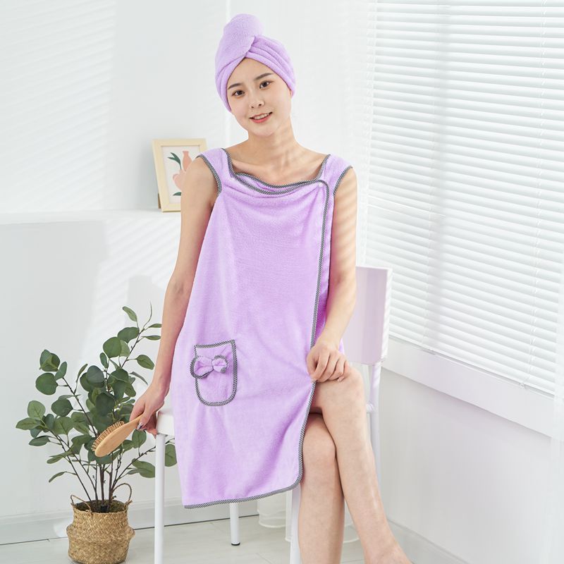 Wearable Bath Wrap Microfiber Shower Cover up Spa Beach Tube Dress Bathrobe Dressing Gown Housecoat Towel