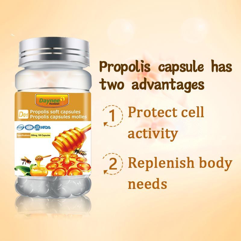 Natural Bee Glue Propolis Hard Capsules Softgels Private Label Natural Supplement Bee Propolis Capsules