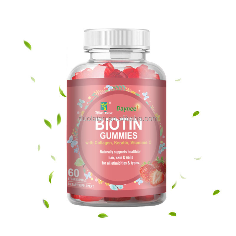 Private brand Biotin Collagen Keratin Vegan Gummy Candy Vitamin Supplements Bear Biotin Gummies For Strong Hair Nail Growth Skin