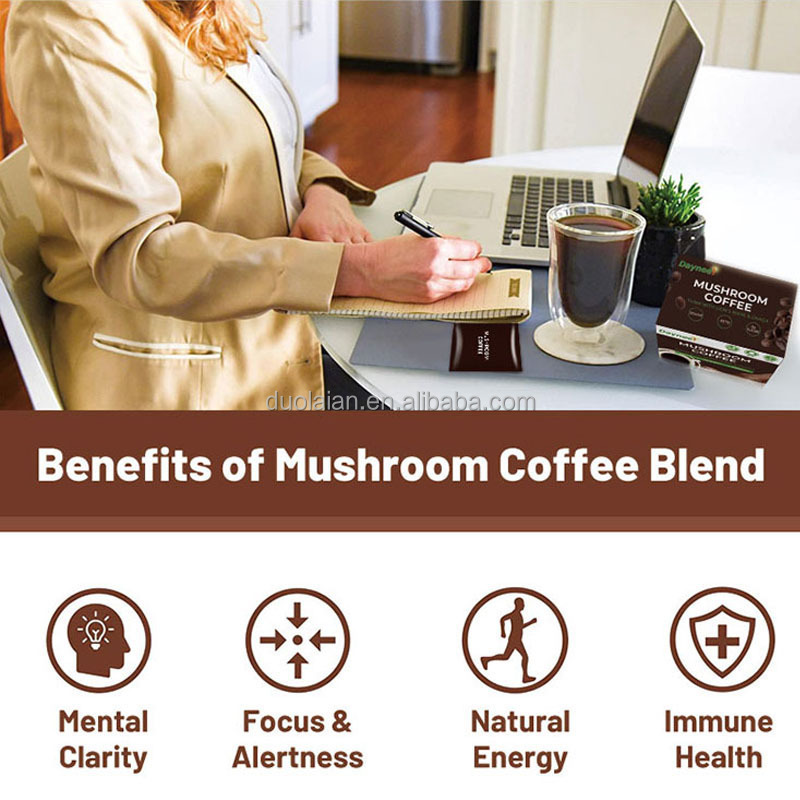 Mushroom Coffee Organic Instant Latte Coffee Private Label  Mushroom Blend Powder coffee