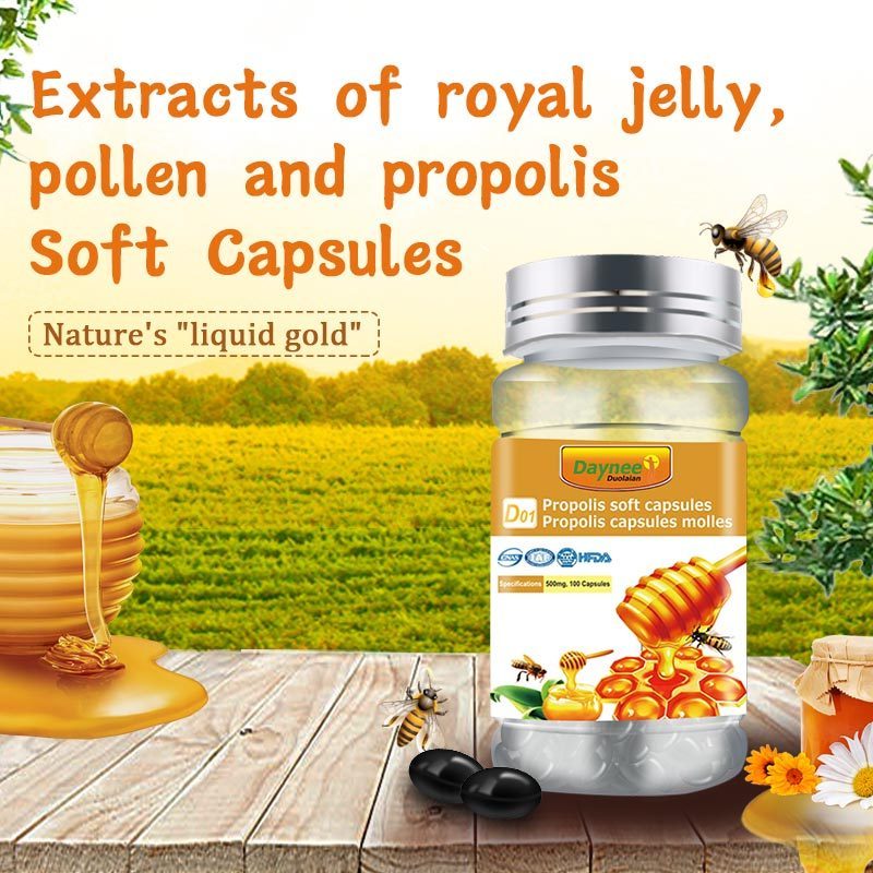 Natural Bee Glue Propolis Hard Capsules Softgels Private Label Natural Supplement Bee Propolis Capsules