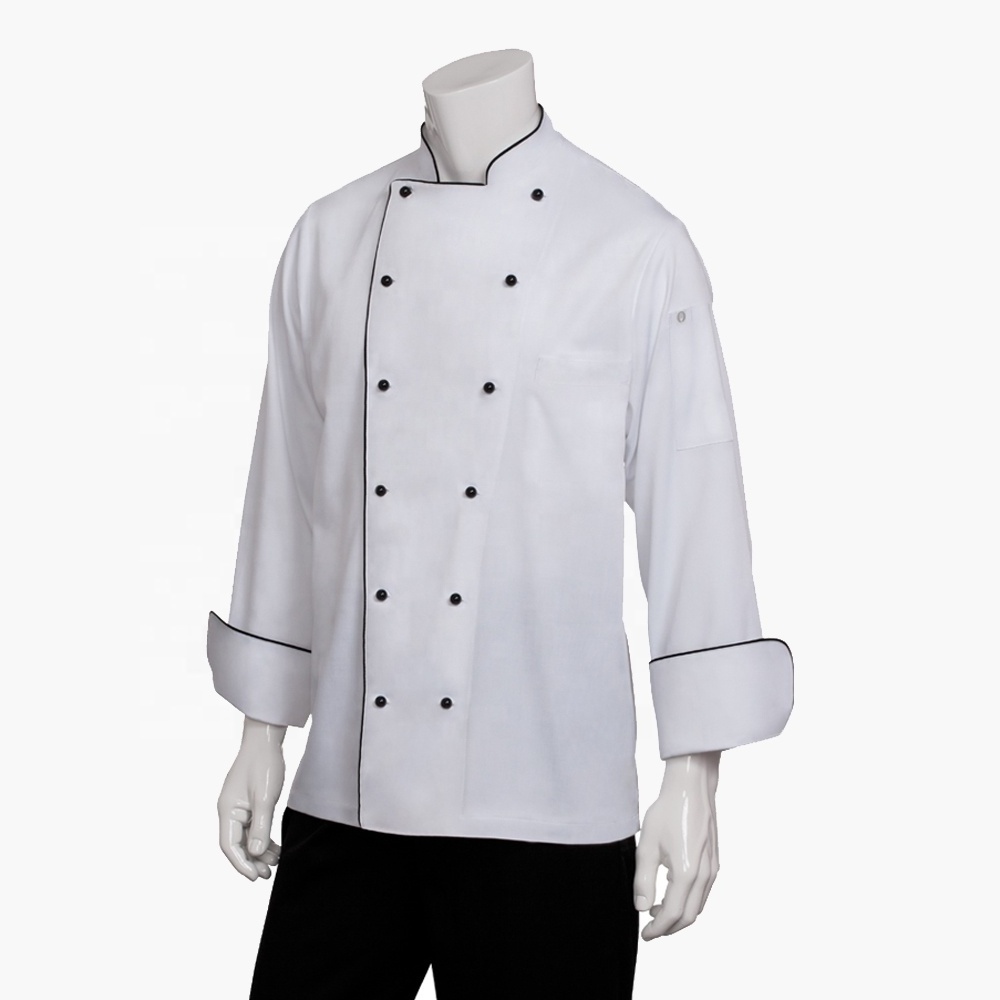 Wholesale custom embroidery logo design white italian chef uniform executive chef uniform with stock fabric