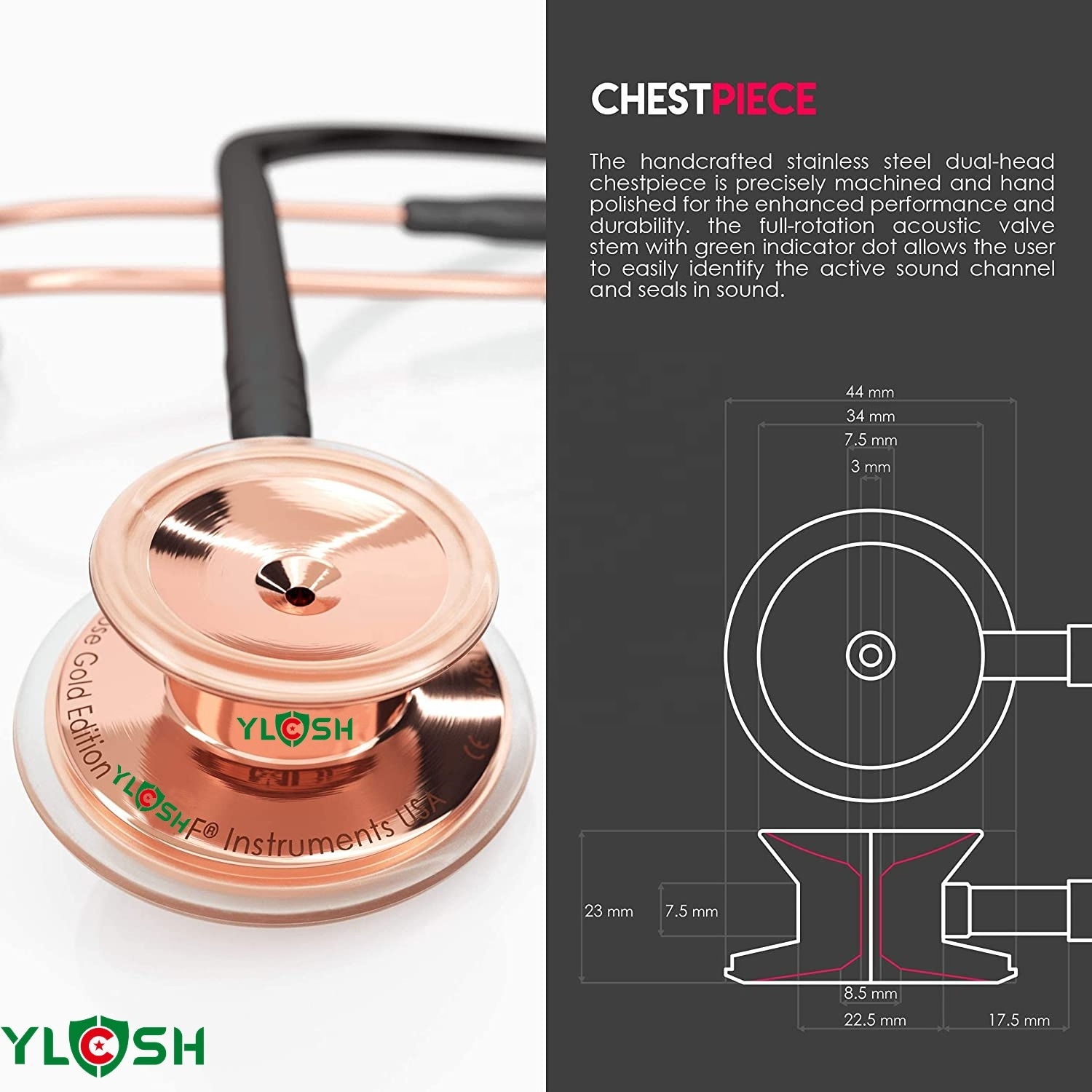 YLCSH 777RG11 MD One Epoch Lightweight TitaniumYLCSH  Stethoscope + Pediatric Attachment with Clip