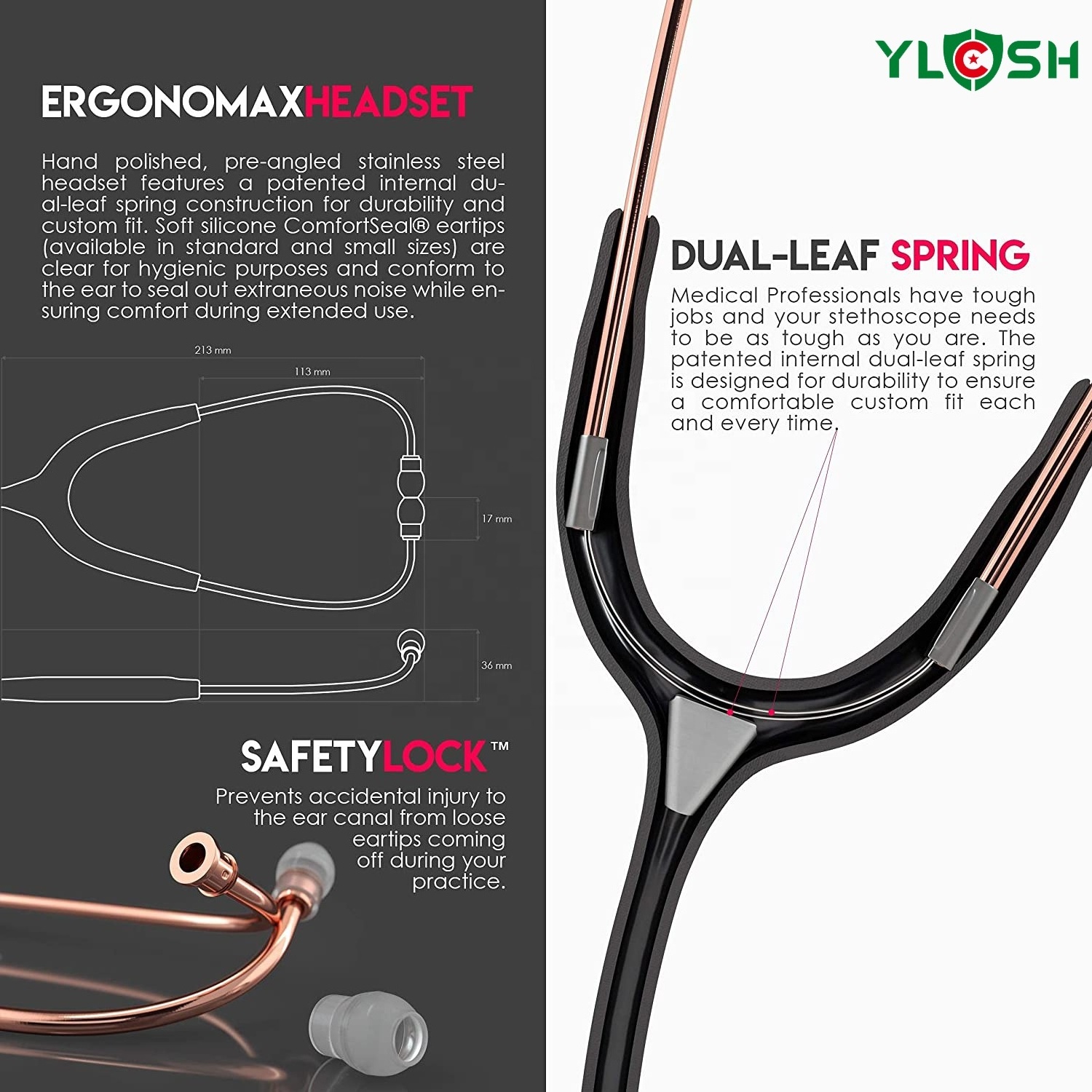 YLCSH 777RG11 MD One Epoch Lightweight TitaniumYLCSH  Stethoscope + Pediatric Attachment with Clip