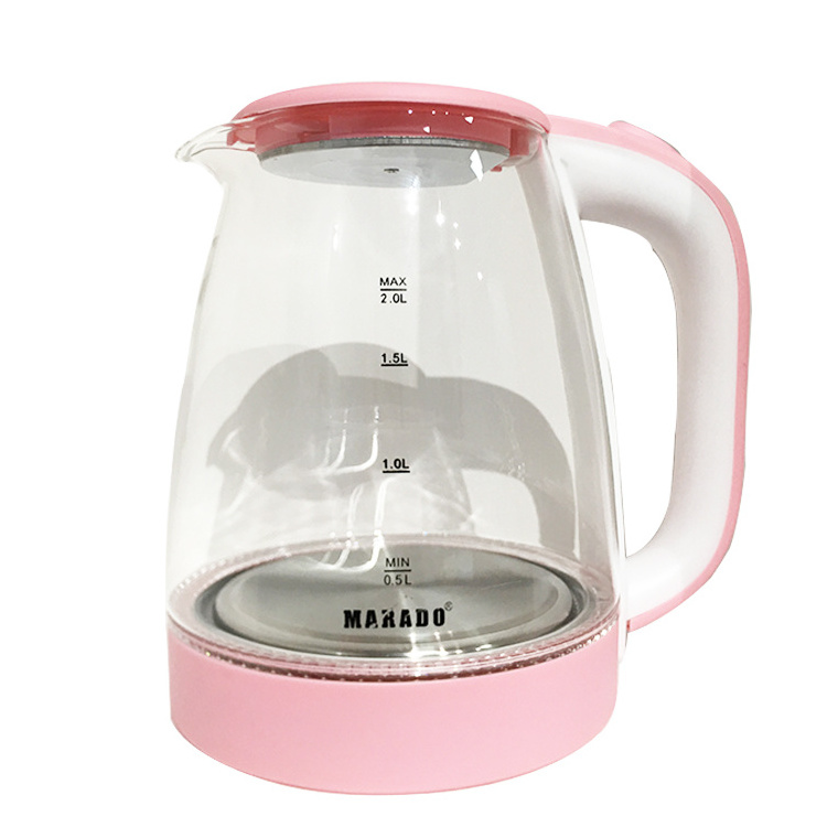 MARADO MA-0605 Electric Kettles Glass kettle With Blue Led Light pyrex clear glass electric kettle