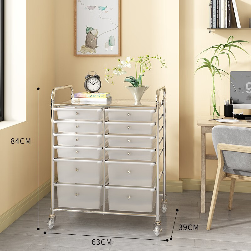 High quality factory direct sale 15 drawer rolling storage cart, multifunctional storage storage cart with lockable casters