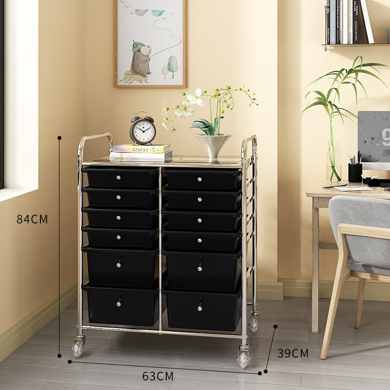 High quality factory direct sale 15 drawer rolling storage cart, multifunctional storage storage cart with lockable casters