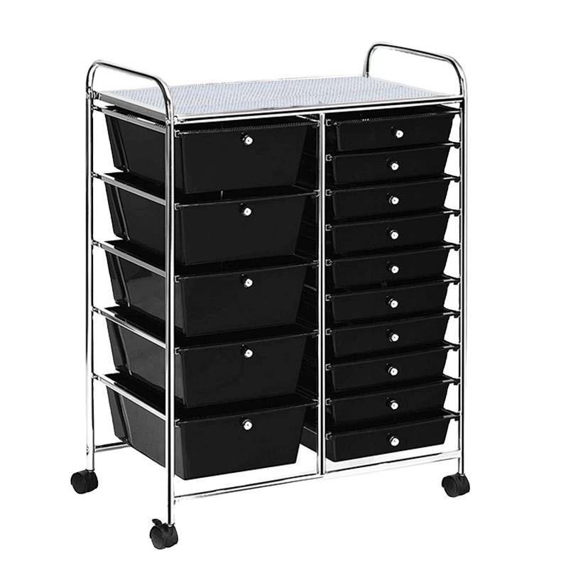 High quality factory direct sale 15 drawer rolling storage cart, multifunctional storage storage cart with lockable casters