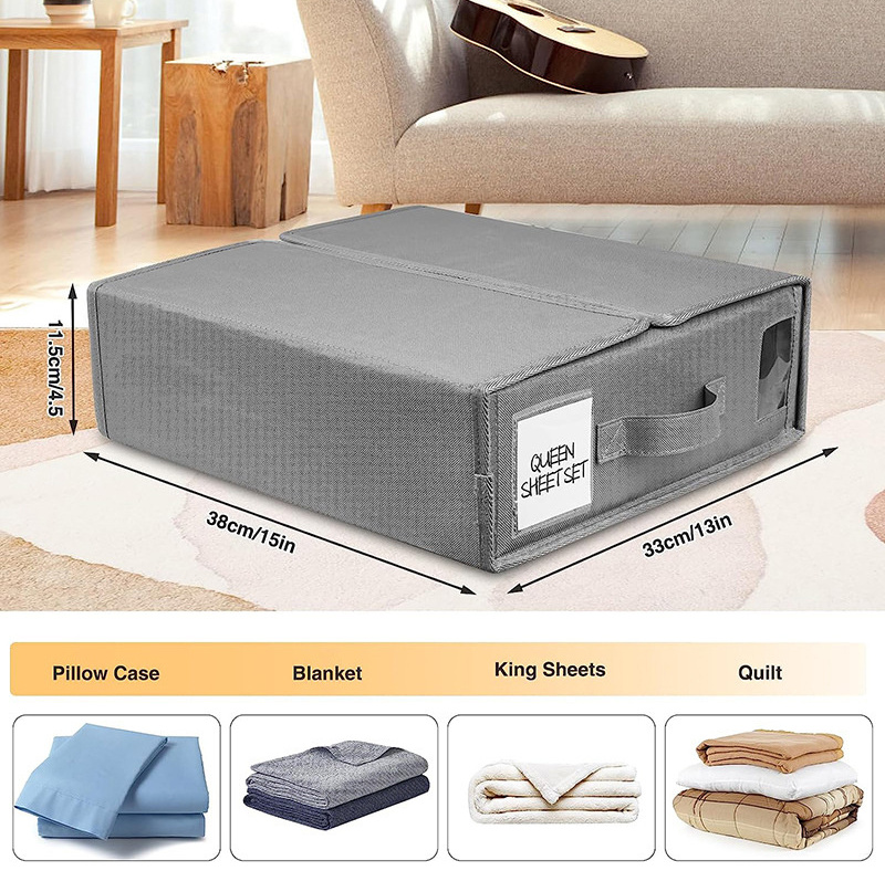 factory outlet Foldable Bedding Organizer Bed Sheet Organizer For Linen Closet Foldable Storage Box Foldable Sheet Set Organizer