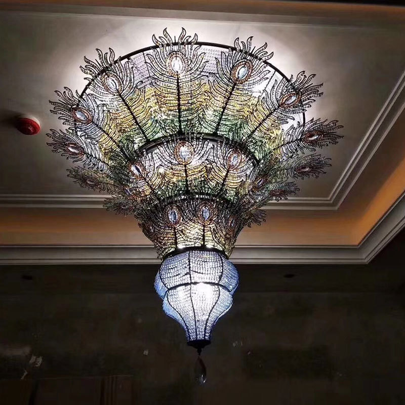 Nordic creative crystal lamp Exotic style Southeast Asia hotel restaurant lobby glass chandelier