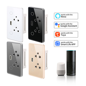 Duomei Smart Home Tuya Wifi Smart Touch Panel Switch and Double Socket with USB USA Universal Zigbee Power Wall Plugs Socket