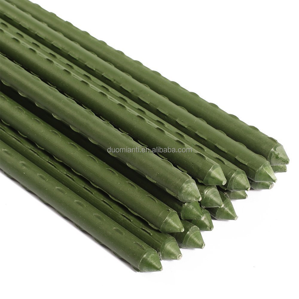 green plastic pvc stuff coated plant sticks for climbing plants