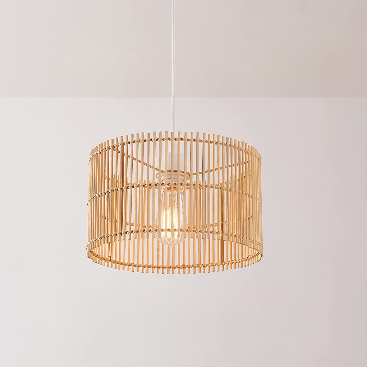 Natural Rattan Pendant Light  Paper Boho with E27  For Dining Room In  Pendant Light Fixtures