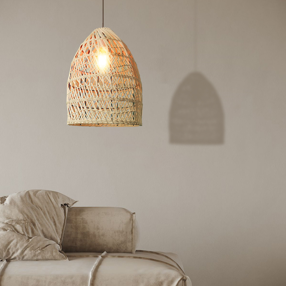 Creative New Trend Bars And Restaurants Handmade Rattan Hanging Woven Paper Rope Boho Pendant Light