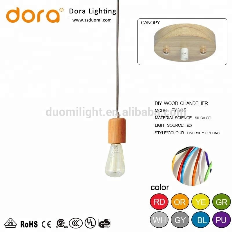 DIY Mini  Pendant Light Cord Kit Light  Plug-in Lamp Cord Set With Wood E27 Socket for Hanging Lamp Light Fixtures