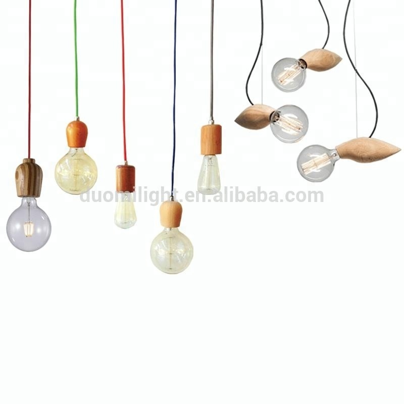 DIY Mini  Pendant Light Cord Kit Light  Plug-in Lamp Cord Set With Wood E27 Socket for Hanging Lamp Light Fixtures