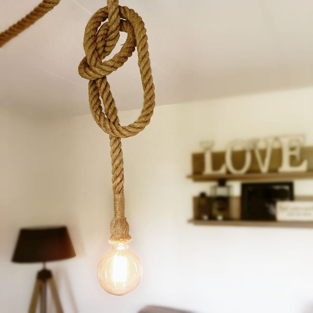 Industrial retro rural style E27 simple  single head antique pendant ceiling lamp  restaurant coffee shop hemp rope lighting