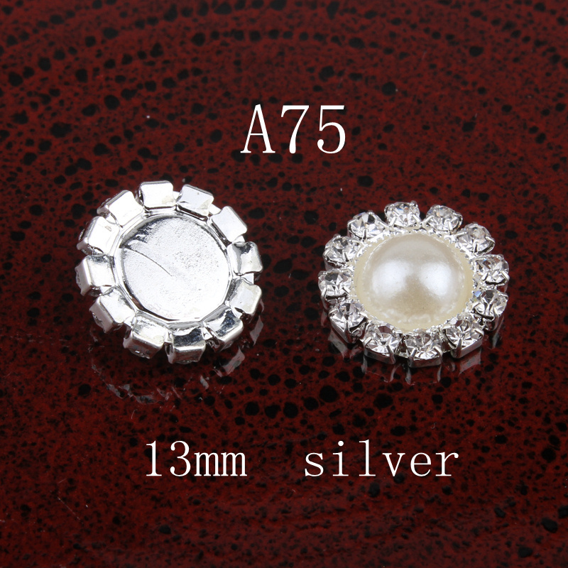 Vintage Handmade Mini Round Metal Rhinestone Button Alloy Crystal Flatback Flower Pearl Buttons for Hair accessories