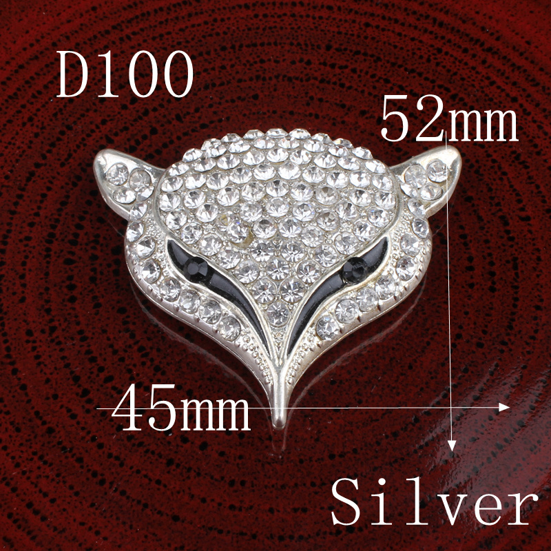 Hot Fix Vintage Metal fox/tower/crown/leopard head Crystal Buttons Alloy Flatback Rhinestone Buttons for Hair Accessories