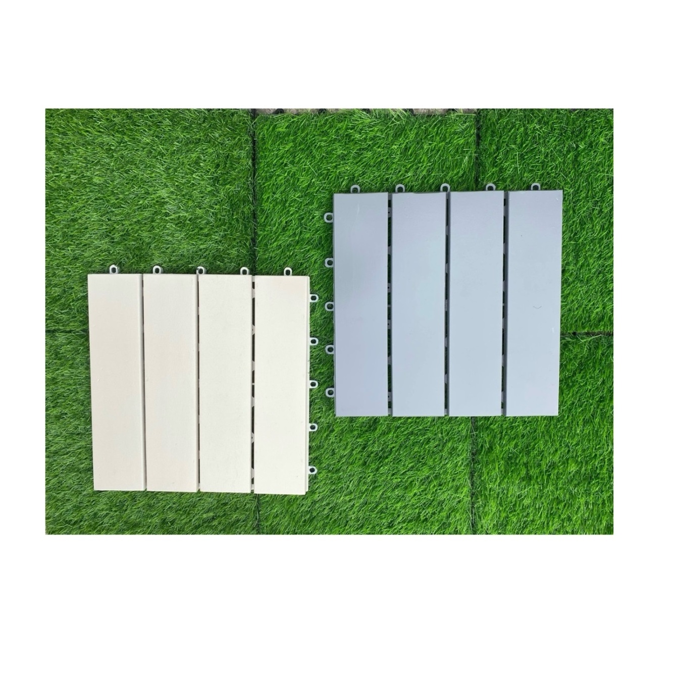 Waterproof Decking Anti-slip 4 Slats Wood Flooring Interlocking Deck Tile Outdoor DIY Tiles Deep Embossed Wooden Tile