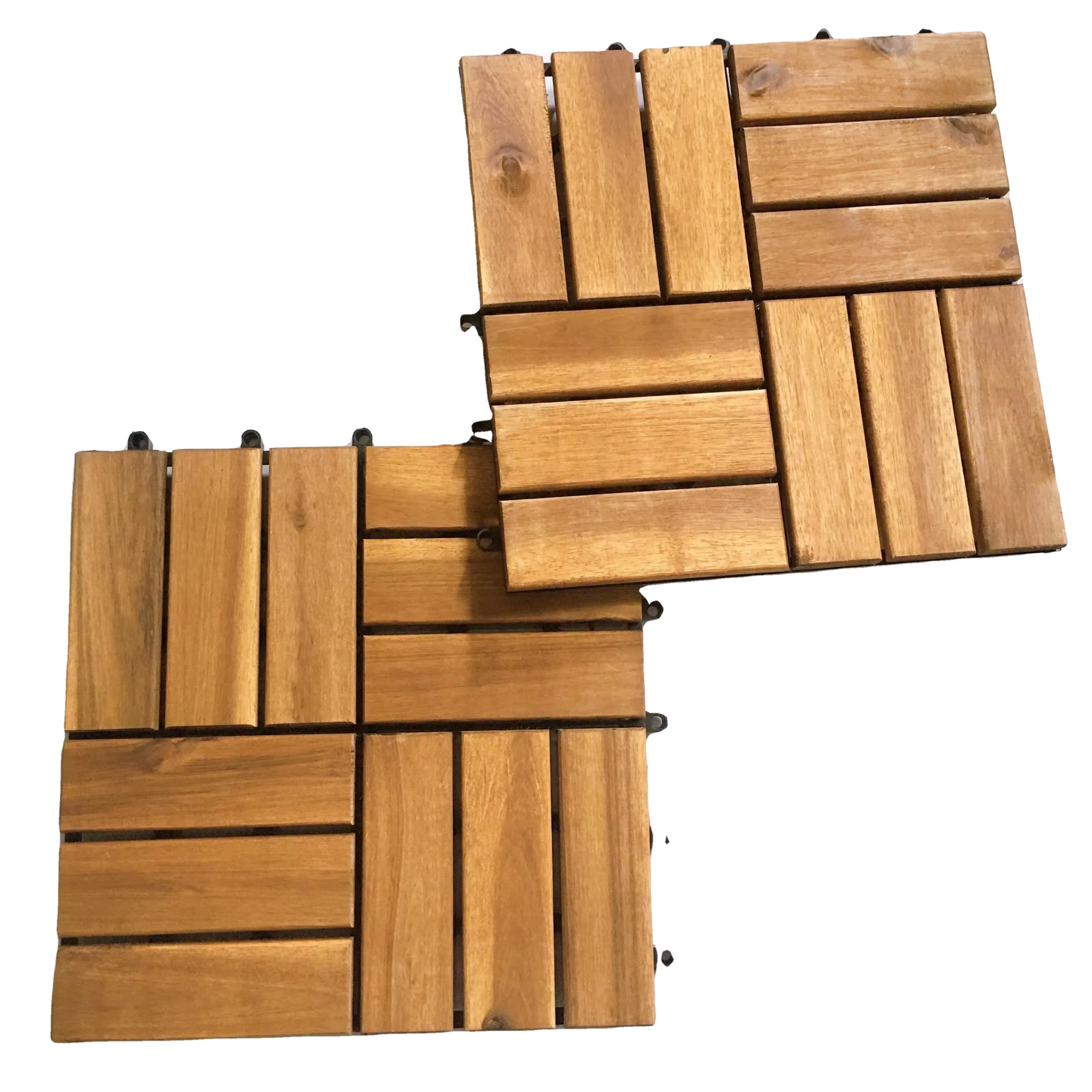 High Quality New Outdoor Balcony Garden Way Wood Modern Style Decking Decor Terrace Patio 12 Slats Interlocking Deck Tiles