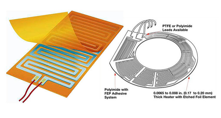 Kapton Polyimide Thin Film Battery Powered Flexible Etched Heating Pad Foil 12v Elements