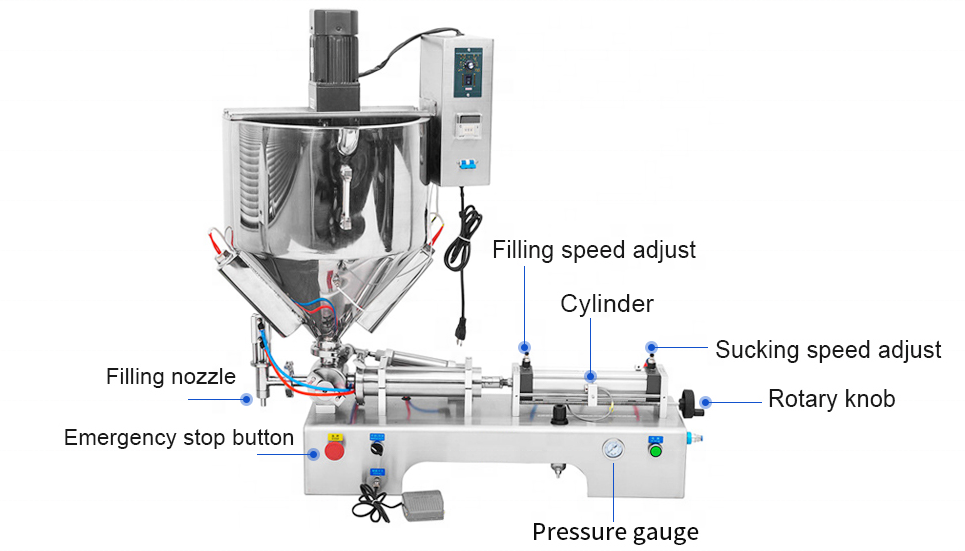 Automatic Cosmetic Shea Butter Heating Mixing Custard High Viscosity Jar Paste Bottle Filling Machine