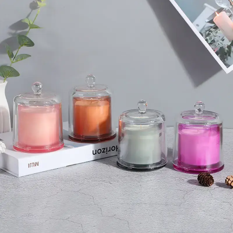 Wholesale Customized Clear Empty Luxury Glass Candle Jars And Containers With Lid