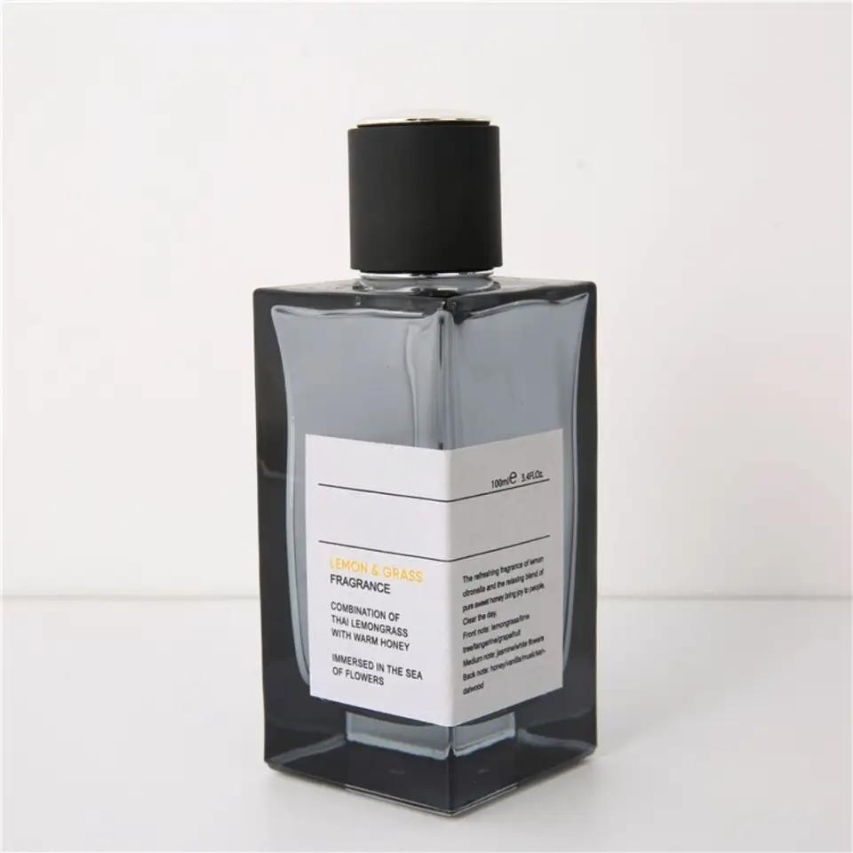 Luxury 30ml 50ml 100ml Rectangle Vintage Portable Spray Glass Wholesale Empty Black Perfume Bottle With Wood Plastic Lid