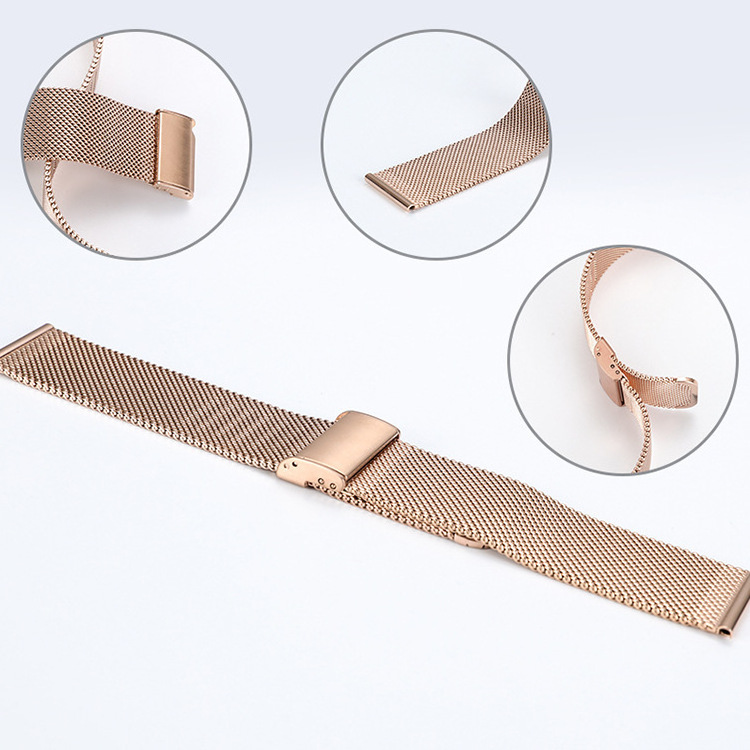 Wholesale watch strap stainless steel mesh strap solid buckle Milanese bands chain 16 18 20 22mm universal watches band