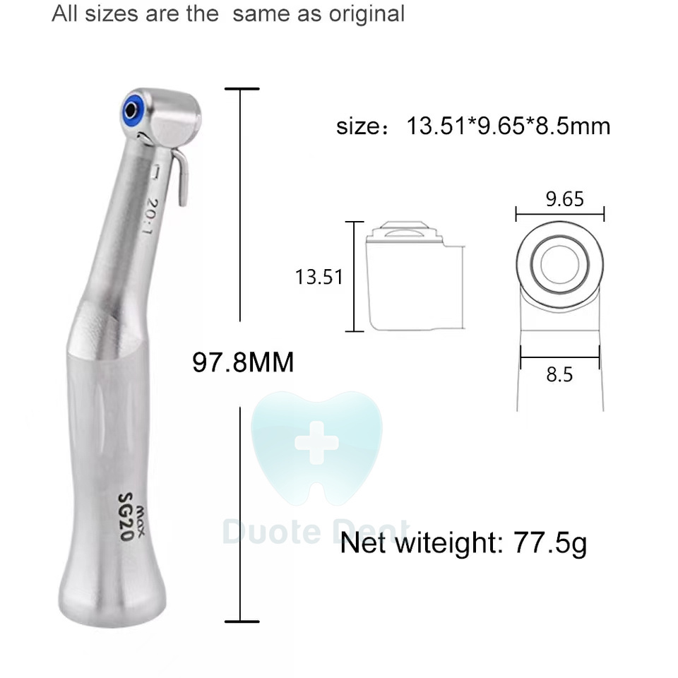 Dental SG20 Surgery Implant Handpiece 20:1 Reduction Contra Angle Low Speed Push Button spare parts head shaft cartridge