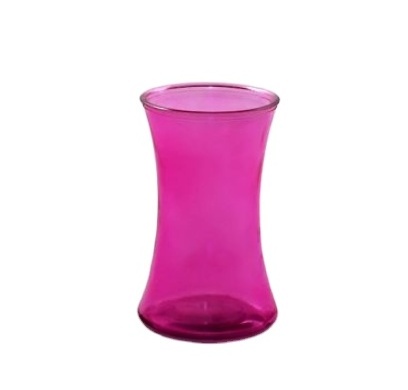 Pink round tabletop glass vase 1400ml thin waist glass flower jar for decoration 50OZ