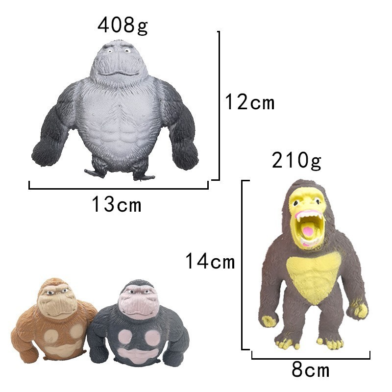 S1762 Squishy Sand Filled Gorilla Monkey Figure Fidget Squeeze Toy Can Recover Unzipped Toys