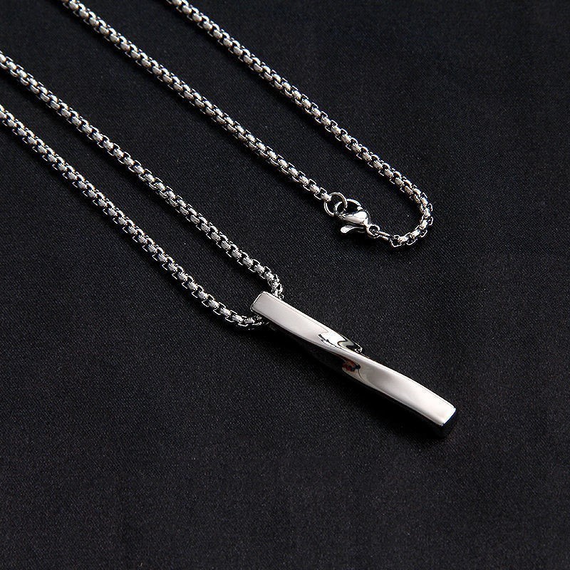 T252 2022  Fashion New Black Rectangle Pendant Necklace Men Trendy Simple Stainless Steel Chain Men Necklace Jewelry Gift