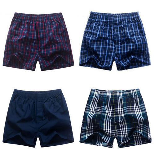 Low price customized basic checked men's household pants high quality cotton sports men's underwear men's boxer shorts