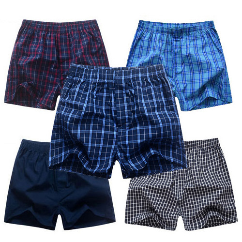 Low price customized basic checked men's household pants high quality cotton sports men's underwear men's boxer shorts