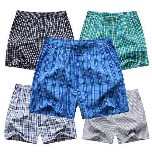 Low price customized basic checked men's household pants high quality cotton sports men's underwear men's boxer shorts