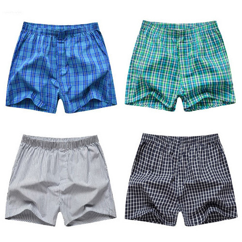 Low price customized basic checked men's household pants high quality cotton sports men's underwear men's boxer shorts