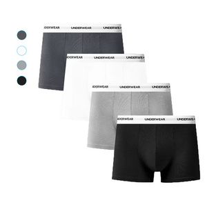 Comfortable Cotton Men's Boxer Briefs with Custom Logo Waistband Plus Size Underwear White Black