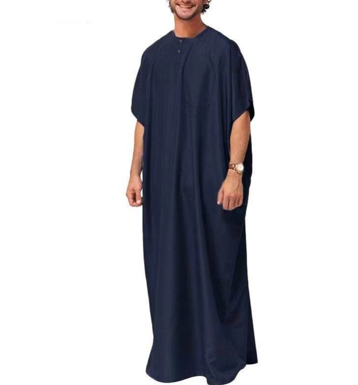 New Summer Muslim clothing men Middle East Arab Dubai Islamic thobe for men Loose Malaysian Short sleeve Men's Shirt Muslim Robe