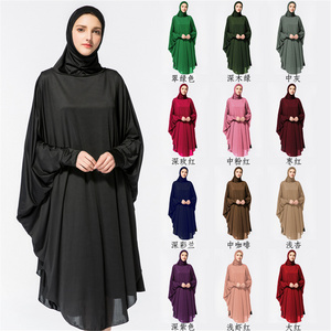 New Stretchy Full Cover Islamic Clothing Solid Color One Piece Jilbab Muslim Abaya Robes Ladies Khimar For Women Thobe