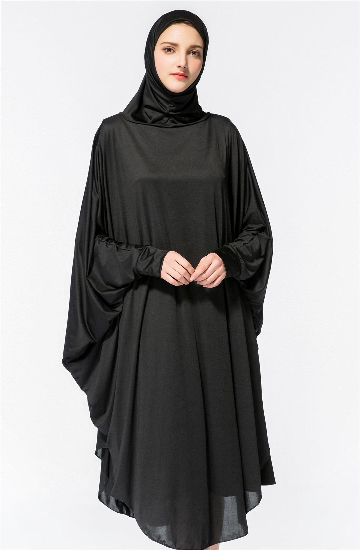 New Stretchy Full Cover Islamic Clothing Solid Color One Piece Jilbab Muslim Abaya Robes Ladies Khimar For Women Thobe